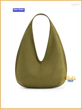 Faux Suede Hobo Shoulder Bag with Magnetic Closure, Fits iPad Pro 12.9